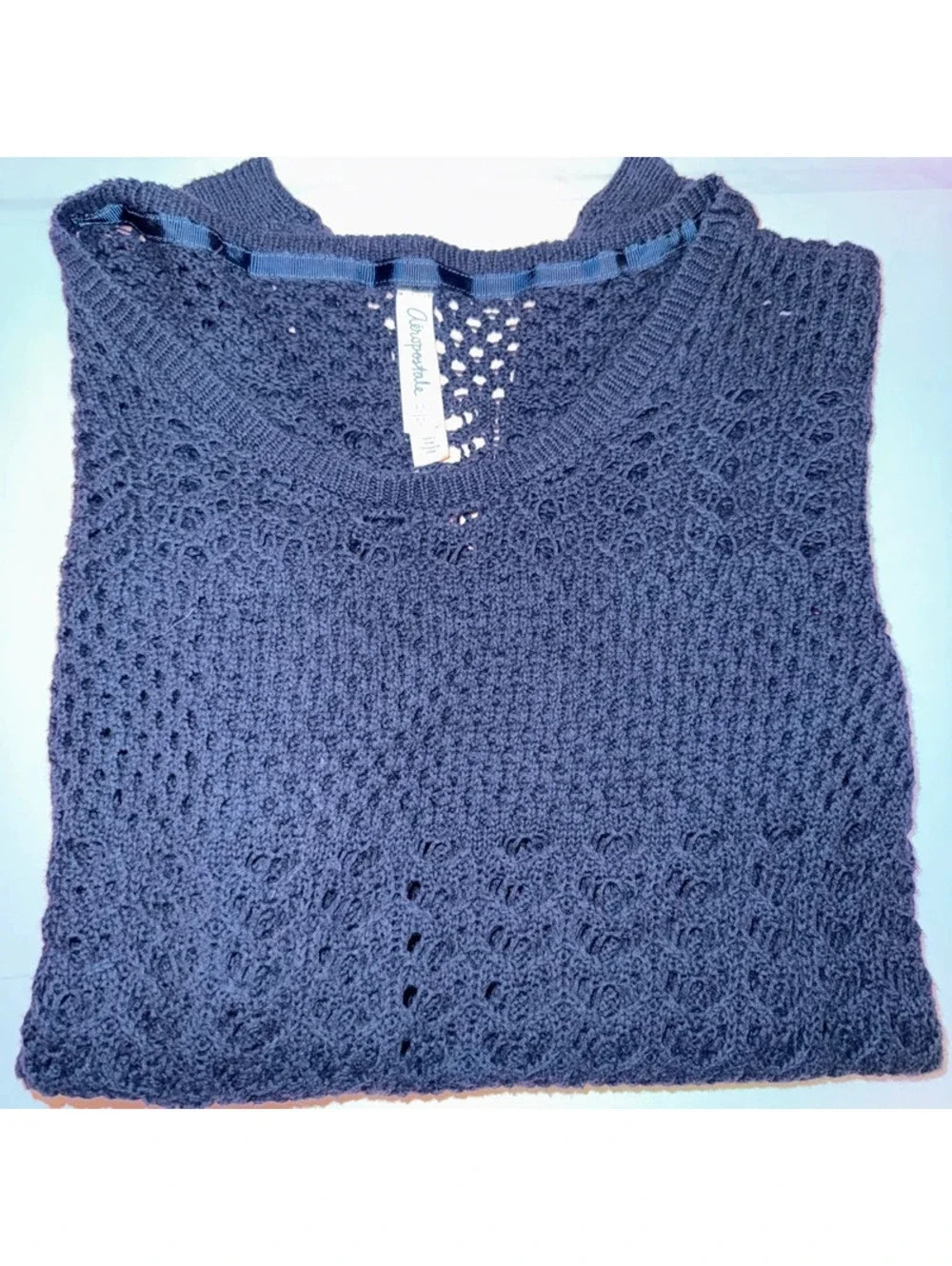 Aéropostale Open-Knit Pointelle Cropped Sweater [COPY]